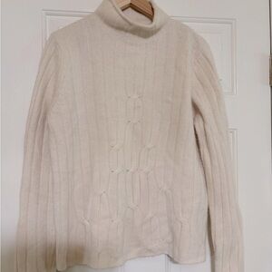 Rosanna Lambs Wool Angora Sweater Fur Cream Turtle Neck Women's Size XL